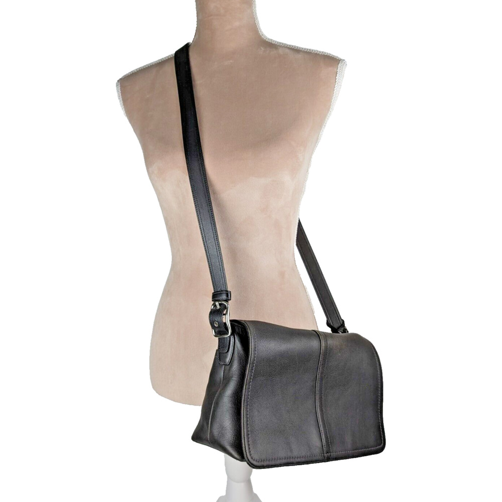 Coach Black Leather Flap Crossbody Bag